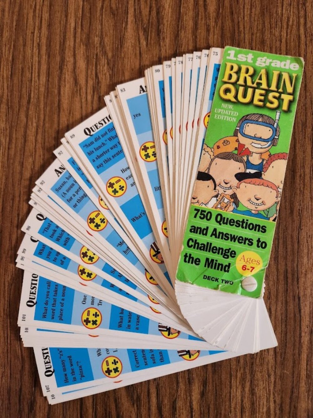 Brain Quest Ages 6-7 1st Grade Questions Trivia Cards Game Deck 2 School Supplie